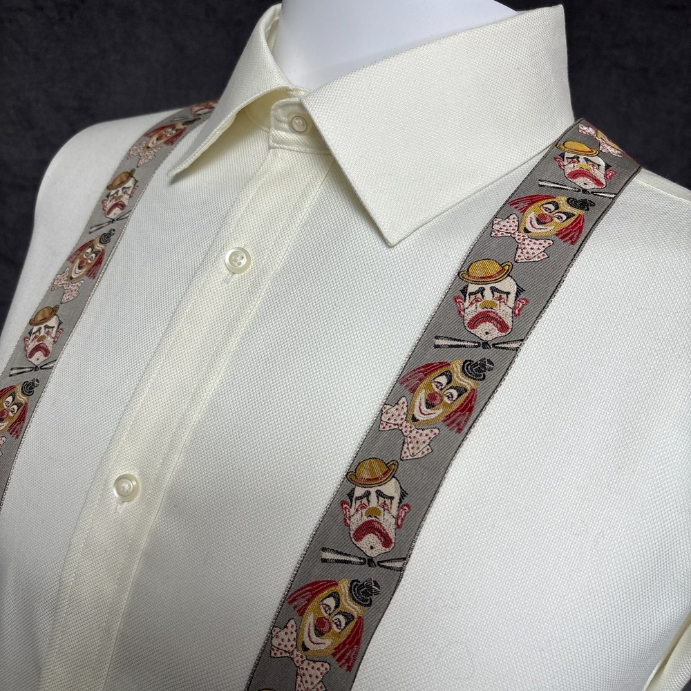 Vintage Trafalgar Suspenders Limited Edition Silk Clowns Happy Sad Circus Braces